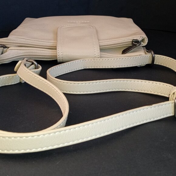 HEXAGONA PARIS Ivory Leather Crossbody Organizer Flat Profile - Picture 9 of 16